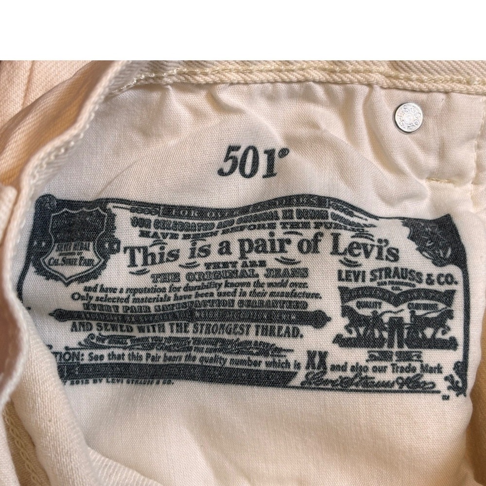 Levis 501 Jeans Womens W30 L28 Off White Cream Butterfly Print Button Fly - Picture 10 of 16